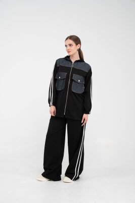 Kontrast Detaylı Fermuarlı Spor İkili Takım K1748 - 9