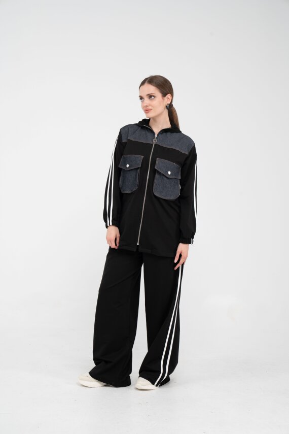 Kontrast Detaylı Fermuarlı Spor İkili Takım K1748 - 9