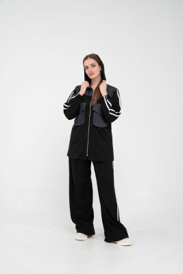 Kontrast Detaylı Fermuarlı Spor İkili Takım K1748 - 13