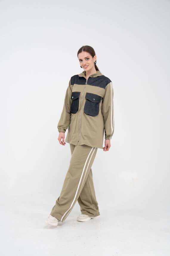 Kontrast Detaylı Fermuarlı Spor İkili Takım K1748 - 14