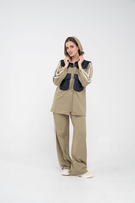 Kontrast Detaylı Fermuarlı Spor İkili Takım K1748 - 20