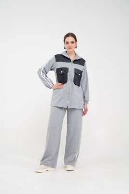 Kontrast Detaylı Fermuarlı Spor İkili Takım K1748 - 23