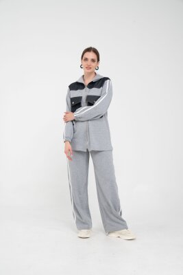 Kontrast Detaylı Fermuarlı Spor İkili Takım K1748 - 22