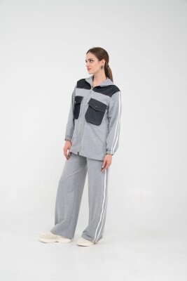 Kontrast Detaylı Fermuarlı Spor İkili Takım K1748 - 24