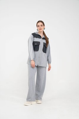 Kontrast Detaylı Fermuarlı Spor İkili Takım K1748 - 25