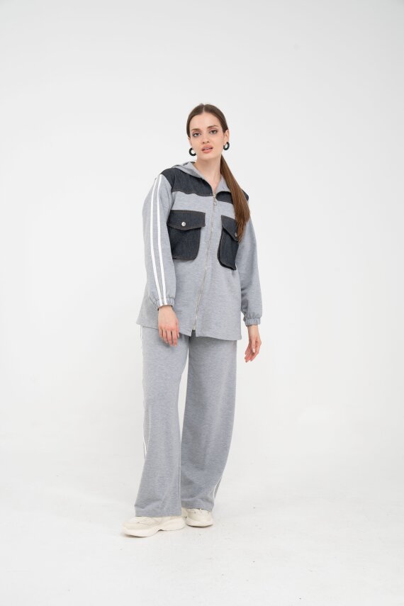 Kontrast Detaylı Fermuarlı Spor İkili Takım K1748 - 25