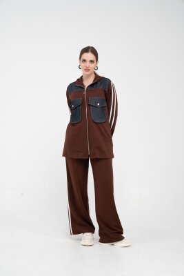 Kontrast Detaylı Fermuarlı Spor İkili Takım K1748 - 28