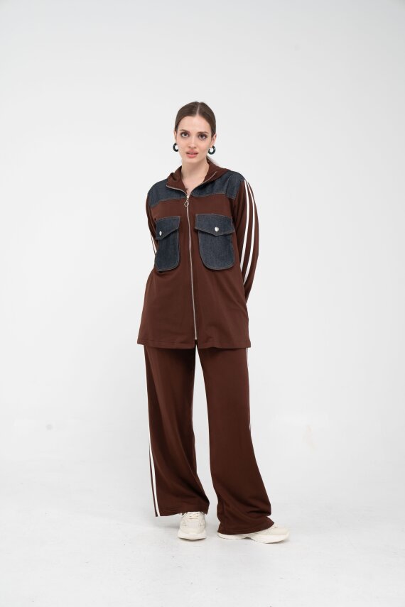 Kontrast Detaylı Fermuarlı Spor İkili Takım K1748 - 28