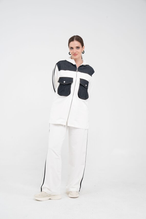 Kontrast Detaylı Fermuarlı Spor İkili Takım K1748 - 35