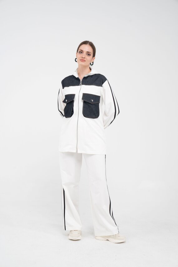 Kontrast Detaylı Fermuarlı Spor İkili Takım K1748 - 41