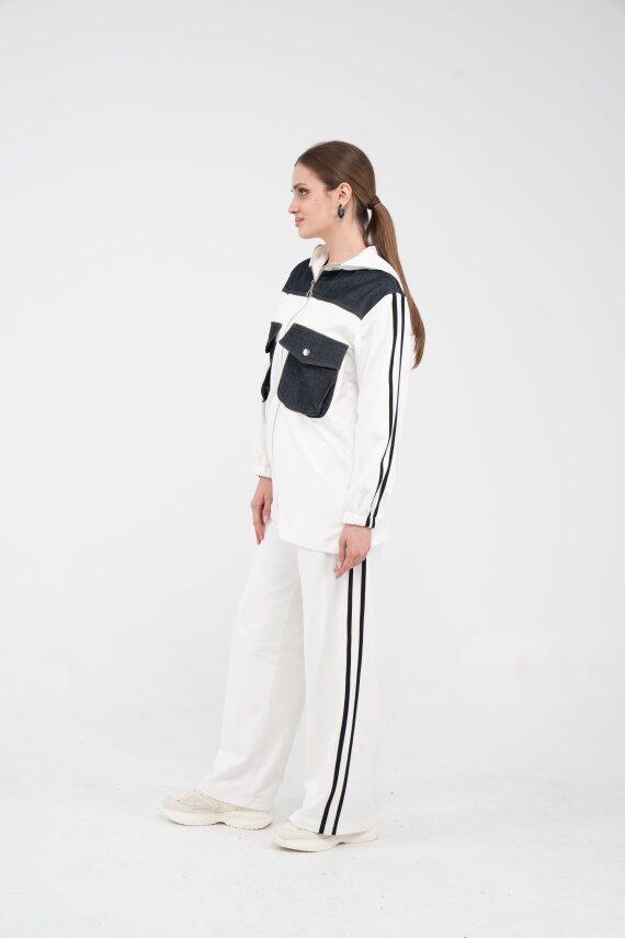 Kontrast Detaylı Fermuarlı Spor İkili Takım K1748 - 36