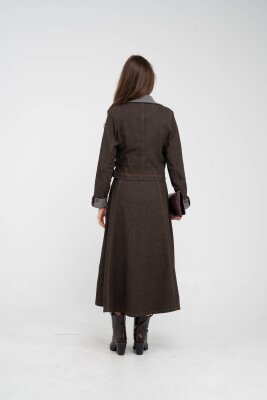 Kontrast Detaylı Kısa Ceket & Uzun Elbise İkili Kadın Takım 9003 - 10