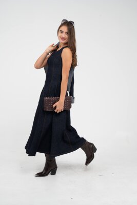 Kontrast Detaylı Kısa Ceket & Uzun Elbise İkili Kadın Takım 9003 - 20