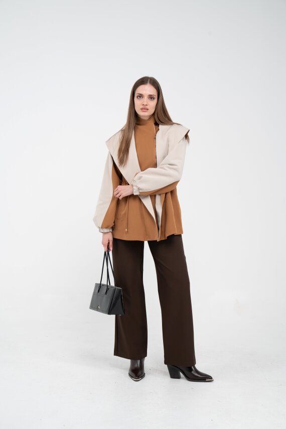 Kontrast Tasarım Yelek Detaylı Kadın Tunik 8085 - 2