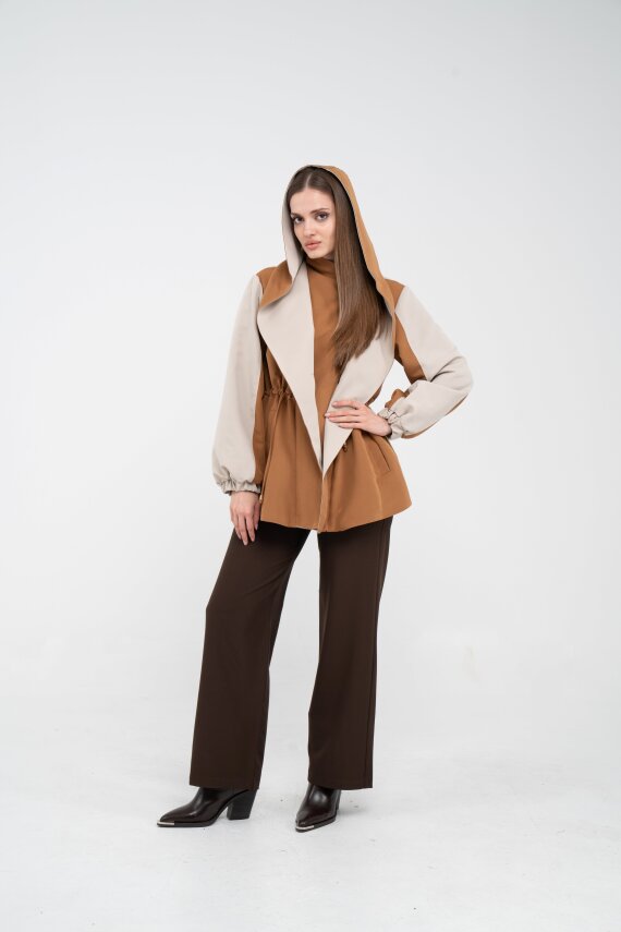 Kontrast Tasarım Yelek Detaylı Kadın Tunik 8085 - 4