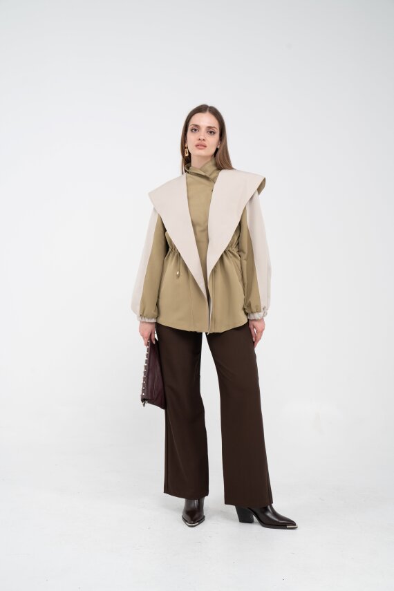 Kontrast Tasarım Yelek Detaylı Kadın Tunik 8085 - 9