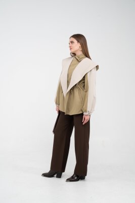 Kontrast Tasarım Yelek Detaylı Kadın Tunik 8085 - 10