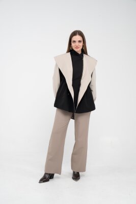 Kontrast Tasarım Yelek Detaylı Kadın Tunik 8085 - 14