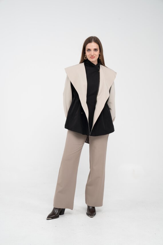 Kontrast Tasarım Yelek Detaylı Kadın Tunik 8085 - 14