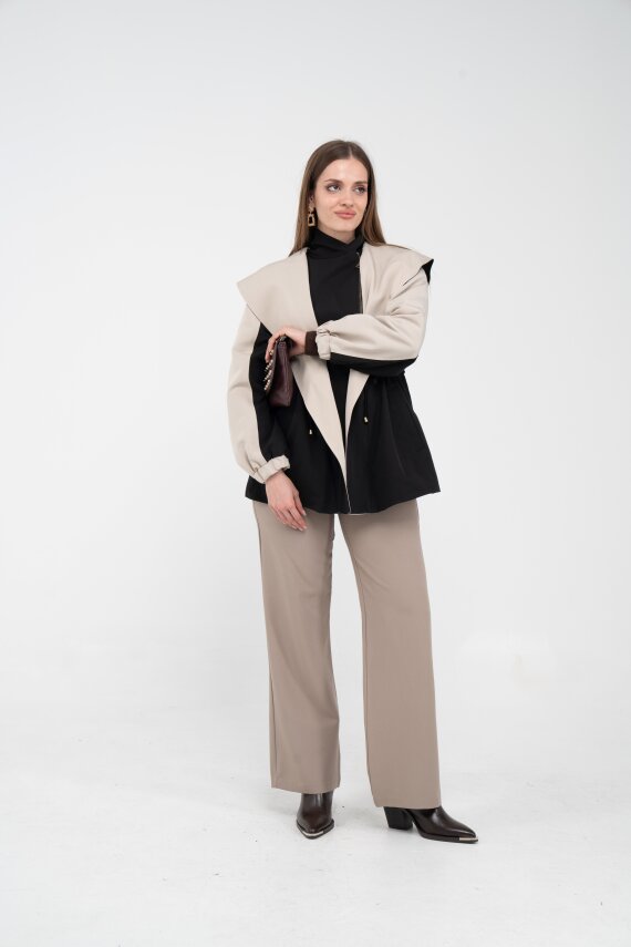 Kontrast Tasarım Yelek Detaylı Kadın Tunik 8085 - 15