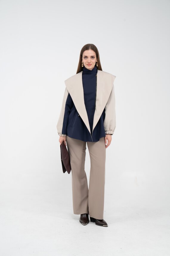 Kontrast Tasarım Yelek Detaylı Kadın Tunik 8085 - 21