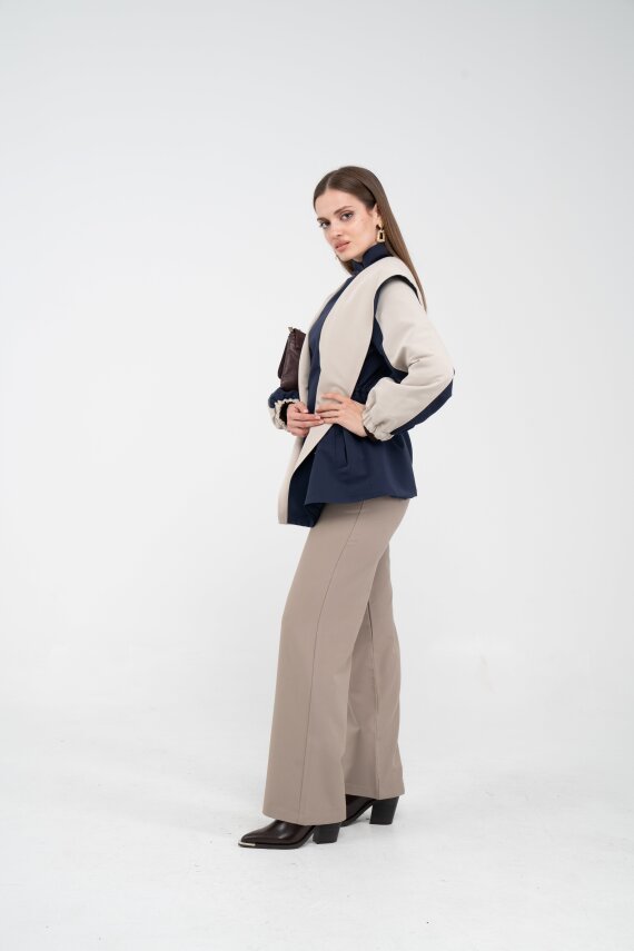 Kontrast Tasarım Yelek Detaylı Kadın Tunik 8085 - 23