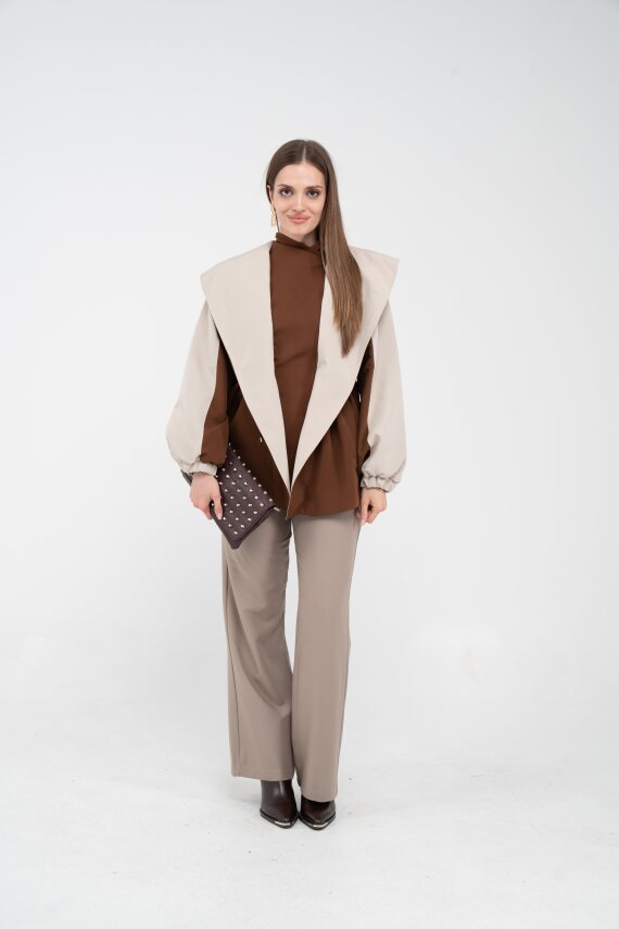 Kontrast Tasarım Yelek Detaylı Kadın Tunik 8085 - 28