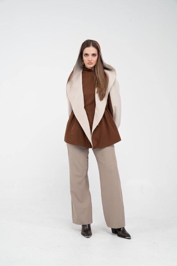 Kontrast Tasarım Yelek Detaylı Kadın Tunik 8085 - 33