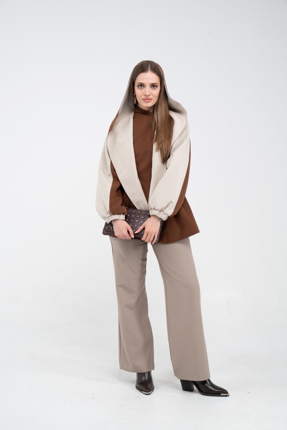 Kontrast Tasarım Yelek Detaylı Kadın Tunik 8085 - 34