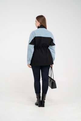 Kot Detaylı Siyah Şerit Tasarım Kadın Kap 1729 - 11