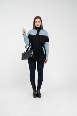 Kot Detaylı Siyah Şerit Tasarım Kadın Kap 1729 - SASİLVA