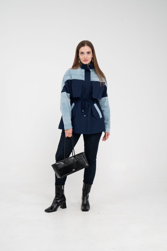 Kot Detaylı Siyah Şerit Tasarım Kadın Kap 1729 - 12