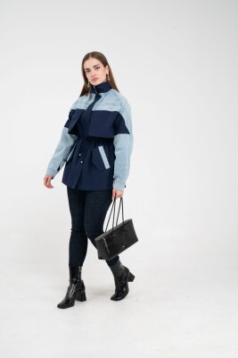 Kot Detaylı Siyah Şerit Tasarım Kadın Kap 1729 - 14