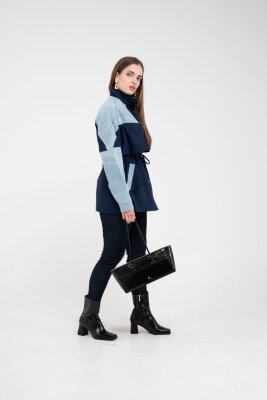 Kot Detaylı Siyah Şerit Tasarım Kadın Kap 1729 - 16