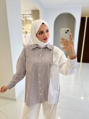 Kurdela Aksesurlı Çizgili Basıc Gömlek GMK16054 - 3