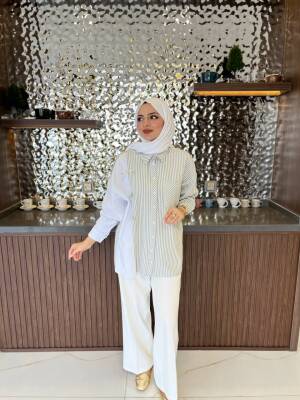 Kurdela Aksesurlı Çizgili Basıc Gömlek GMK16054 - 4