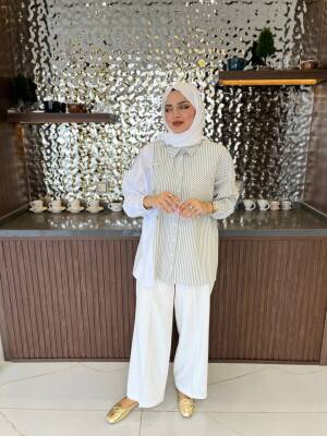 Kurdela Aksesurlı Çizgili Basıc Gömlek GMK16054 - 6