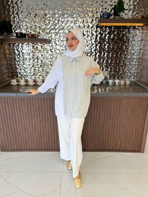 Kurdela Aksesurlı Çizgili Basıc Gömlek GMK16054 - 7