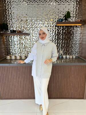 Kurdela Aksesurlı Çizgili Basıc Gömlek GMK16054 - 9