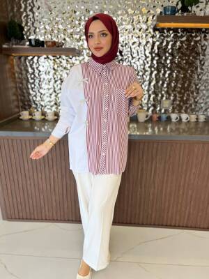 Kurdela Aksesurlı Çizgili Basıc Gömlek GMK16054 - 15