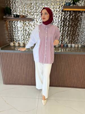 Kurdela Aksesurlı Çizgili Basıc Gömlek GMK16054 - 17