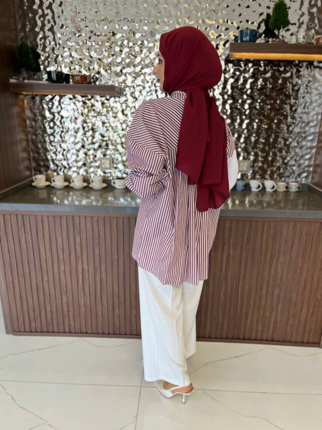 Kurdela Aksesurlı Çizgili Basıc Gömlek GMK16054 - 18