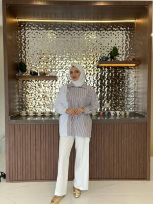 Kurdela Aksesurlı Çizgili Basıc Gömlek GMK16054 - 19