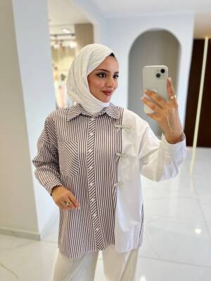 Kurdela Aksesurlı Çizgili Basıc Gömlek GMK16054 - 20