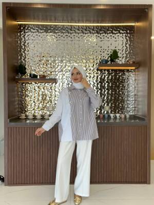 Kurdela Aksesurlı Çizgili Basıc Gömlek GMK16054 - 22