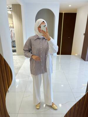 Kurdela Aksesurlı Çizgili Basıc Gömlek GMK16054 - 23