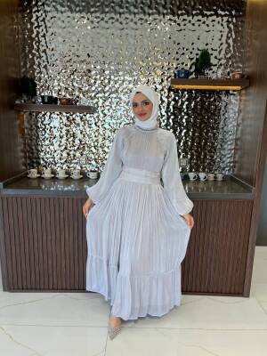 Kuşak Detaylı Boyunda Taş İşlemeli Abiye Elbise ELB16090 - 7