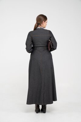 Kuşak Detaylı Denim Elbise K1733 - 19
