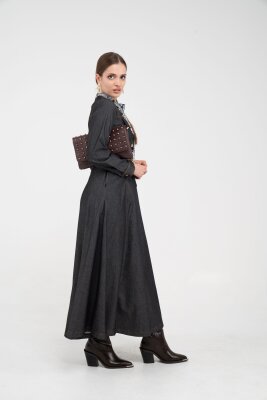 Kuşak Detaylı Denim Elbise K1733 - 20