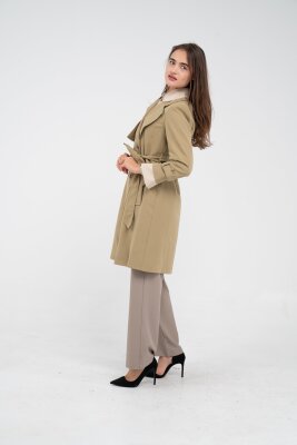 Kuşaklı Çift Düğmeli Kadın Trençkot 8063 - 13